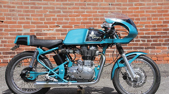 A Royal Enfield café racer, property of Mike Seate