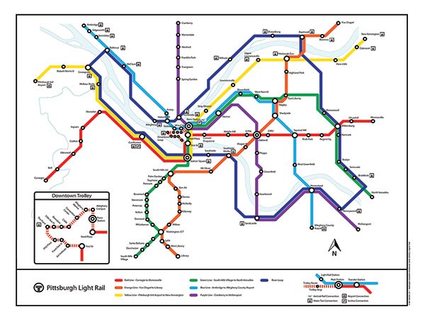Ben Samson's Pittsburgh light-rail map
