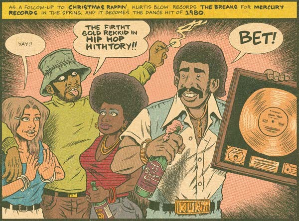 Breaking good: Russell Simmons (in hat) and Kurtis Blow (right) celebrate an early hip-hop hit in Hip Hop Family Tree.