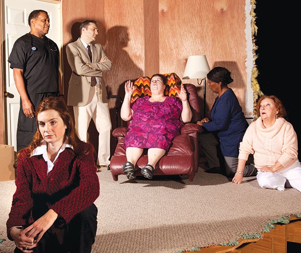 Daina Michelle Griffith (foreground), with (from left to right) Alan Bomar Jones, Tony Bingham, Virginia Wall Gruenert, Linda Haston and Susie McGregor-Laine in Well, at Off the Wall Productions.