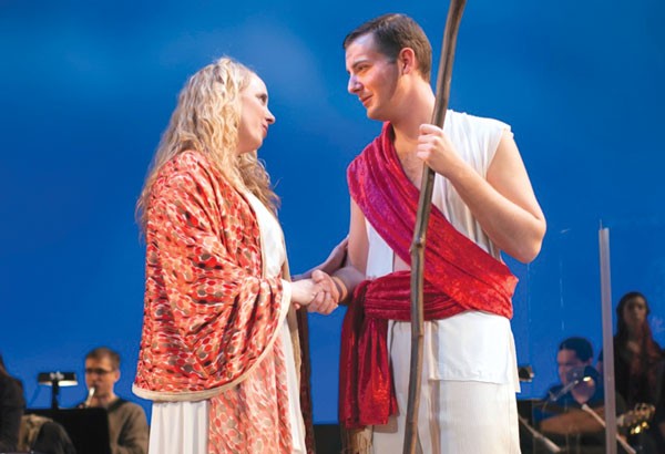 Emily Lynne Miller and Nathan Sudie (as Eve and Adam) in Pittsburgh Musical Theater's Children of Eden