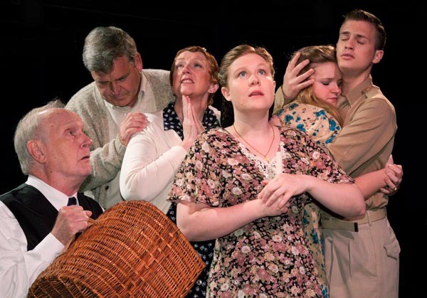 Jenna Oberg (front) heads the cast of And a Nightingale Sang.