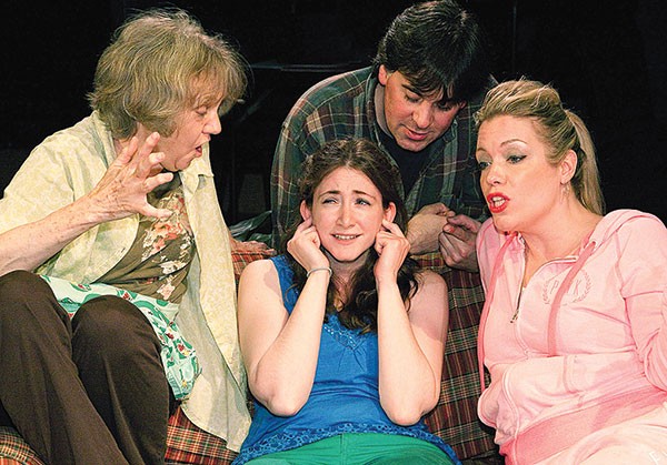 Left to right: Martha Bell, Liz Roberts, Gregory Caridi and Jennifer Sinatra in Little Lake's Miracle on South Division Street