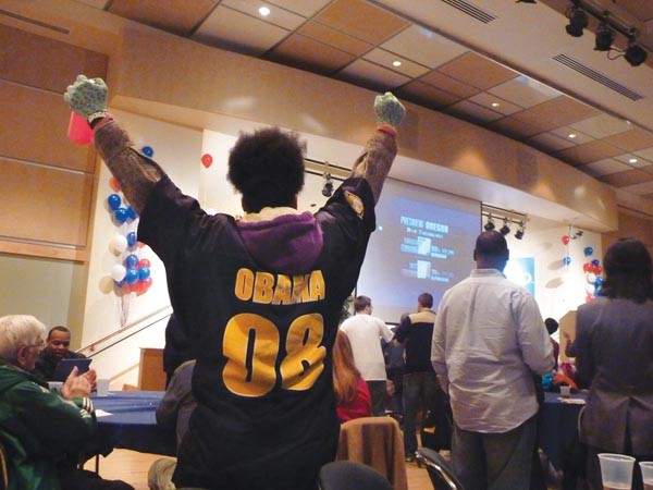 Revelers at Obama for America's Pittsburgh Election Night party