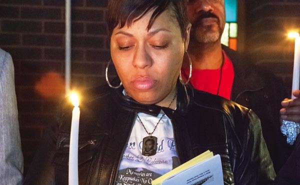 Shawntika Rice at a Nov. 30 vigil against gun violence in East Liberty