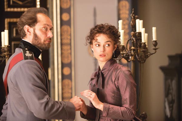 Two sides of a Russian triangle: Mr. and Mrs. Karenina (Jude Law, Keira Knightley)