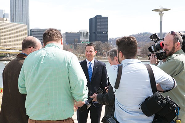 Montgomery County Commissioner Josh Shapiro at a campaign event on the North Side in Pittsburgh
