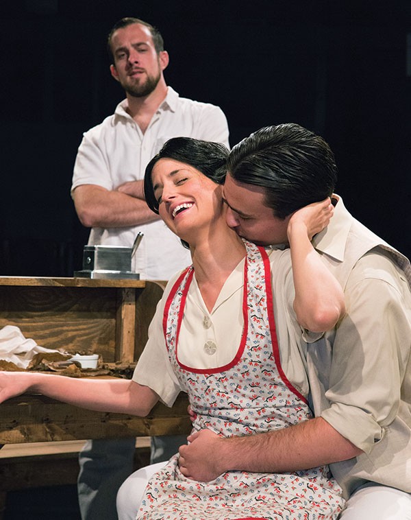 From left to right: Daniel Harrold, Kaitlin Kerr and Erik Martin in Little Lake’s Anna in the Tropics