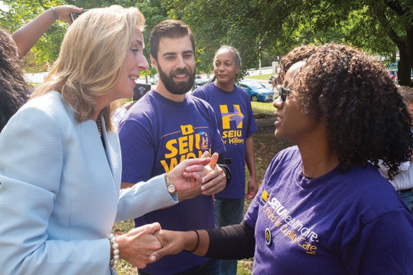 Katie McGinty meeting with labor union members in Pittsburgh