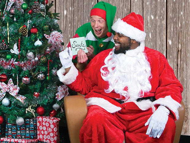 Pittsburgh Santa (Terry Jones) and his large-ish elf (Mike Wyosocki)