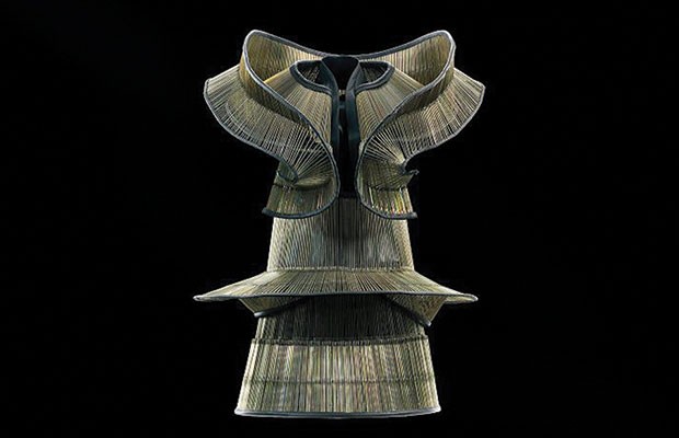 A dress and collar from Iris van Herpen’s “Chemical Crows” collection (2008)