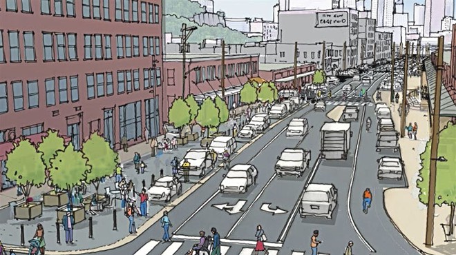 Smallman Street redesign includes bike lanes, angled parking, and a public plaza