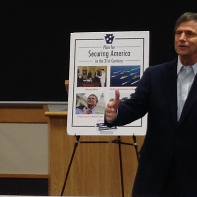 U.S. Senate candidate Joe Sestak discusses link between climate change and national security during a visit to Pittsburgh