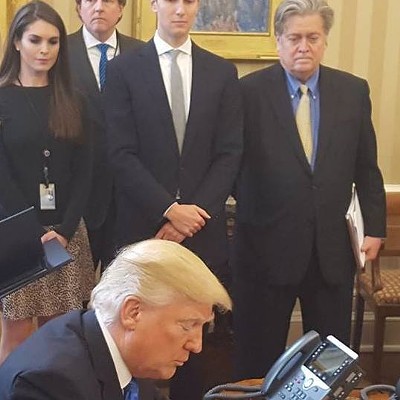 Pittsburgh Left: Steve Bannon has his hand up Donald Trump’s ass working him like Elmo