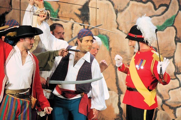 Zachary Luchetti (left), Michael Greenstein (center) and Leon Zionts (right) in Pittsburgh Savoyards' The Pirates of Penzance.