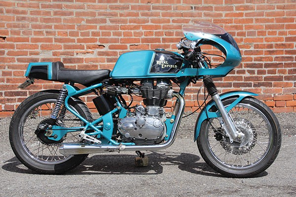 A Royal Enfield café racer, property of Mike Seate