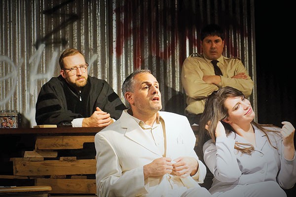 Clockwise from top right: Joseph Martinez, Emily Swora, Ricardo Villa-Roger and Everett Lowe in Througline's The Last Days of Judas Iscariot