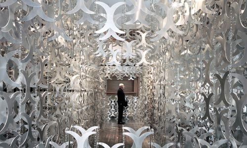 Famed architectural engineer Cecil Balmond's art installation at the Carnegie fascinates.