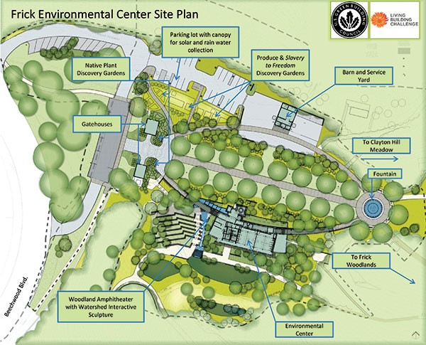 The site plan for the new Frick Environmental Center