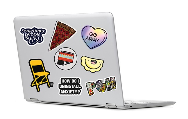 Buy Some Happiness: Laptop stickers and pins for Pittsburgh college students