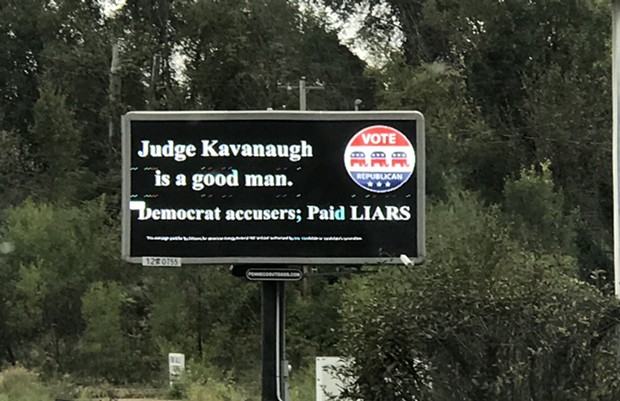 North Huntingdon billboard in support of Brett Kavanaugh says ‘Democrat accusers’ are ‘paid liars’