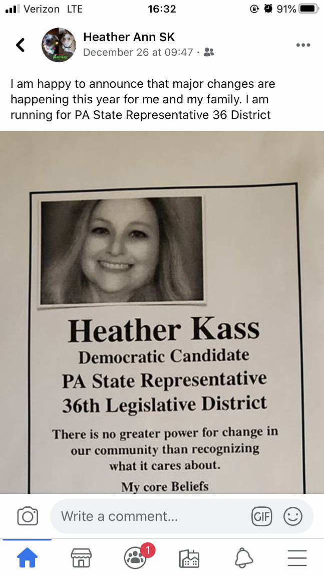 Posts from Democratic state House candidate Heather Kass reveal Trump support and opposition to Obamacare