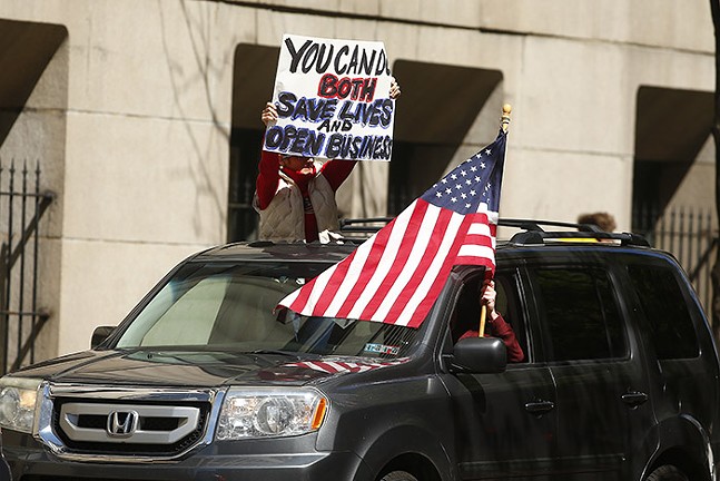 PHOTOS: About 120 protest in Downtown Pittsburgh, calling for Pennsylvania to reopen during coronavirus pandemic (4)