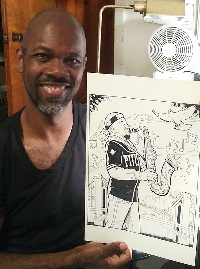 Pittsburgh Coloring Book artist profile: Marcel Walker and his portrait of saxophonist Reggie Howze