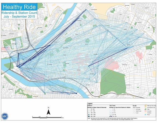 CMU student creates cool maps of Pittsburgh bike-share stats