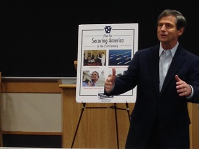 U.S. Senate candidate Joe Sestak discusses link between climate change and national security during a visit to Pittsburgh