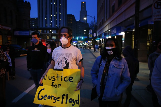 Justice For George Floyd protesters gather and march through Pittsburgh following Chauvin verdict