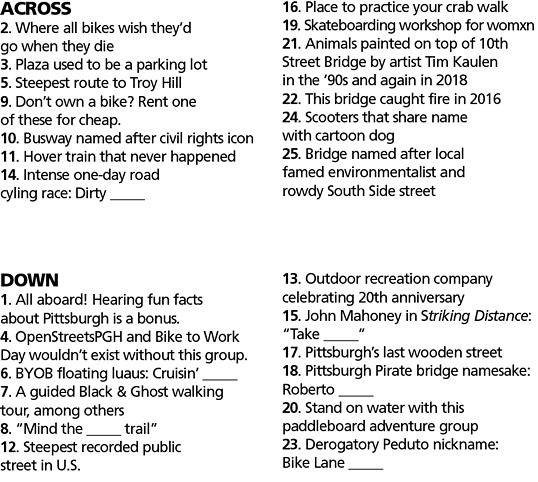 Pittsburgh Transportation Crossword Puzzle
