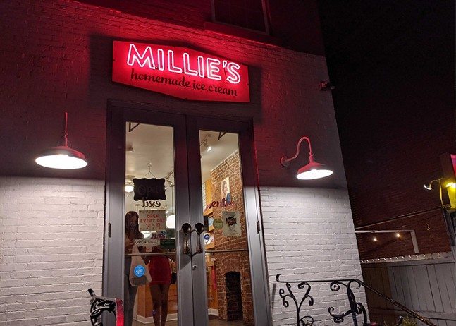 The storefront for Millie's ice cream shop in Pittsburgh.