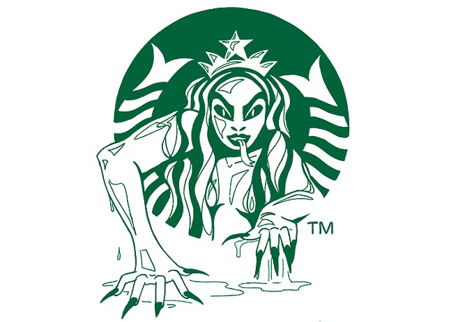 A scary version of the Starbucks logo