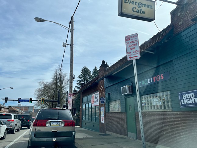 A petition for the Evergreen Cafe owner to get parking back is slowly racking up signatures on Change.org