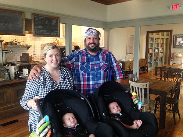 Pear & The Pickle owners Alexis Tragos and Bobby Stockard with their 2-month-old twins