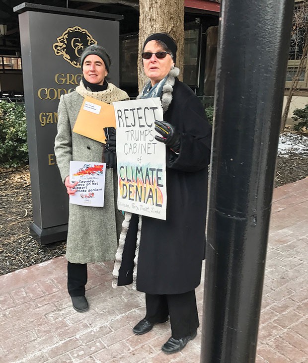 Climate activists Kate Fissell and Jennifer McDowell met with representatives of U.S. Sen. Pat Toomey on Jan. 9.